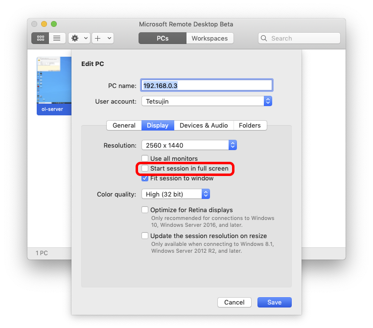 windows remote desktop for mac settings